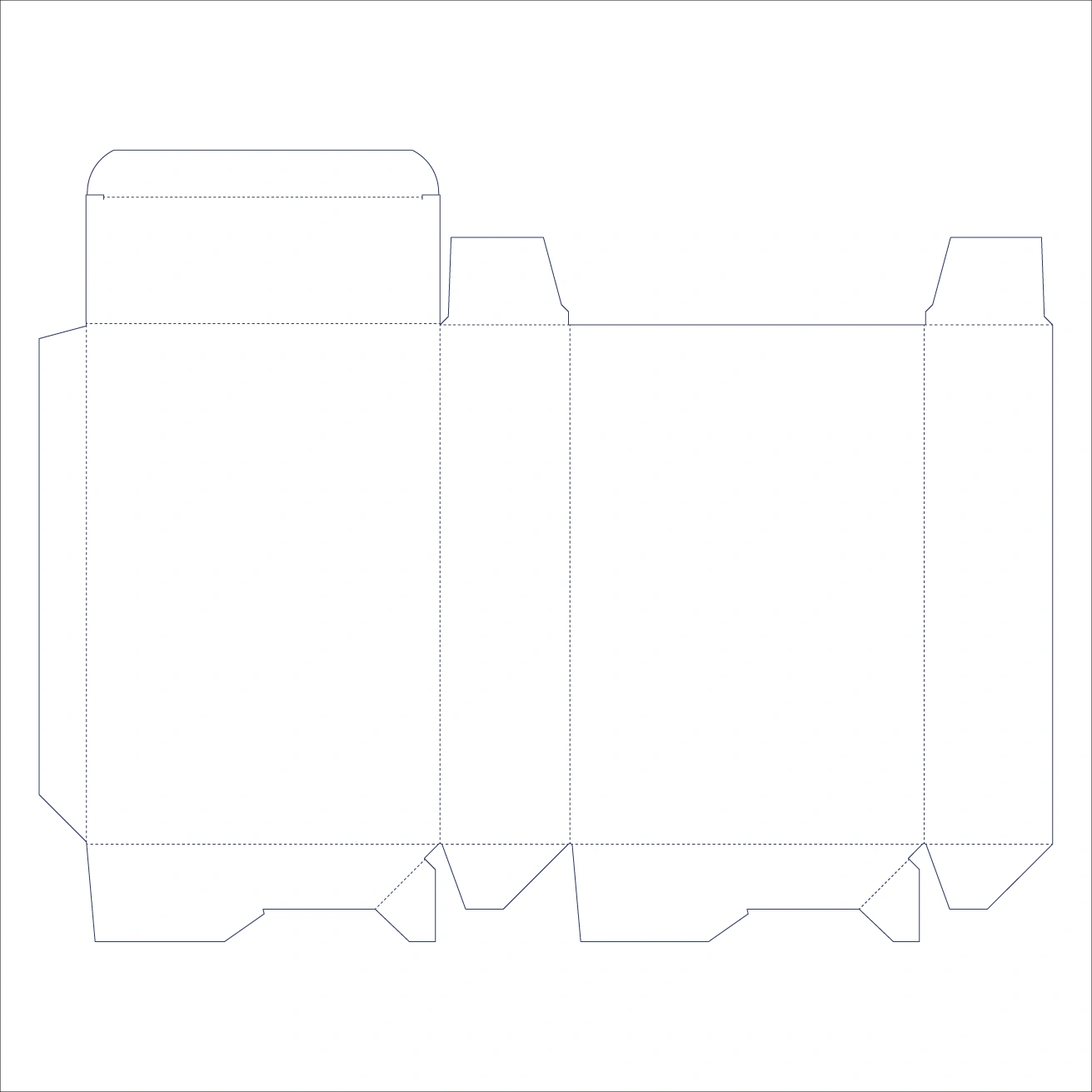 Troquel del packaging antes de aplicar la gráfica